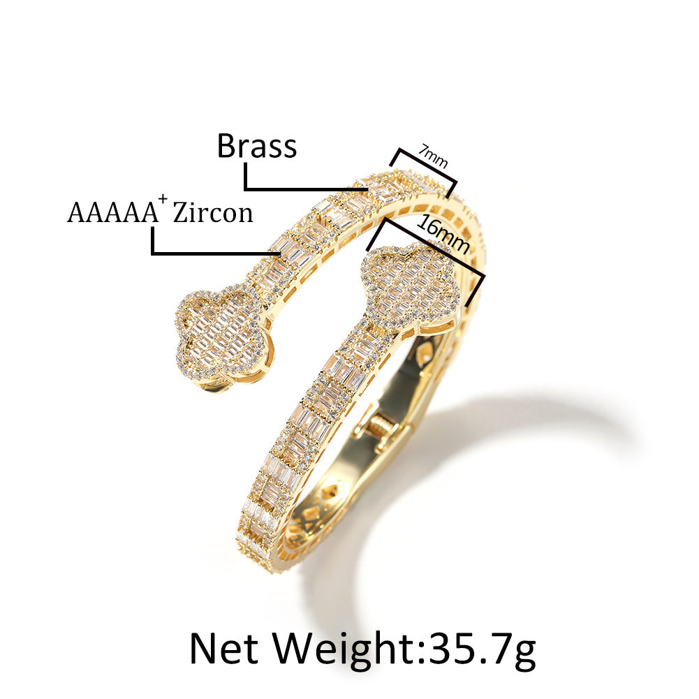 European and American copper inlaid zircon four-leaf clover bracelet high-end sense new ins style niche hip-hop bracelet fashion accessories