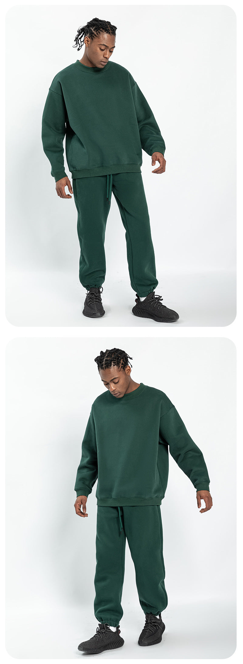 Cai Xiang Island Men's Clothing | Autumn and Winter 350g Dopamine Fleece Oversized Loose Trendy Brand Men's Sweatshirt and Pants Set