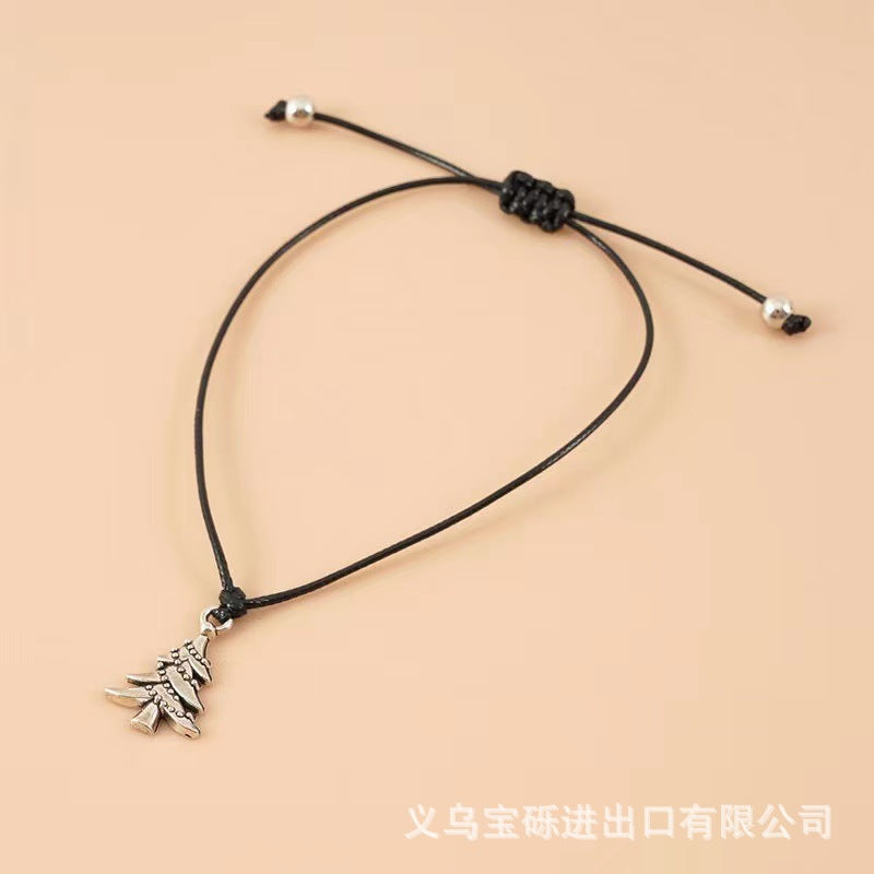 Cross-border exclusive bracelet European and American hot sale Christmas alloy Christmas series pendant adjustable hand-woven bracelet