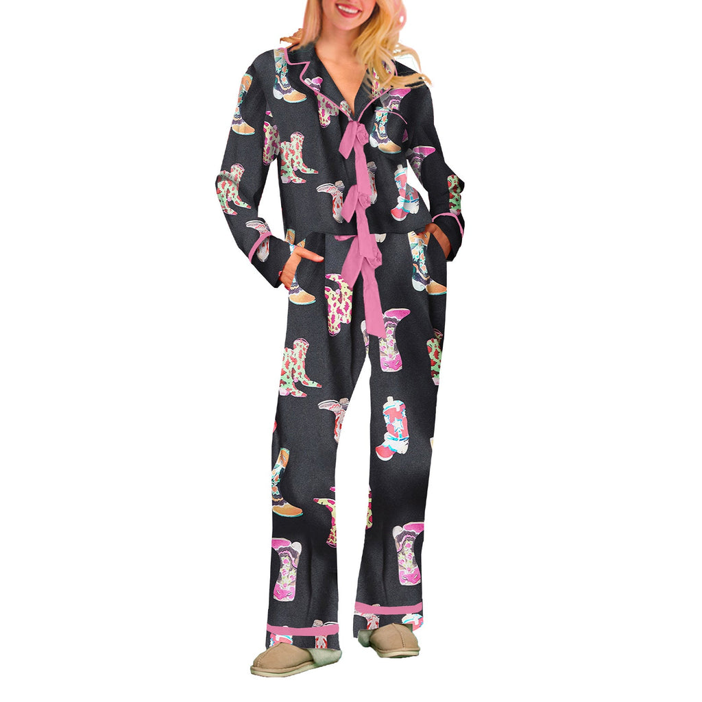 2024 autumn and winter Amazon new long sleeve home clothes pajamas Christmas Halloween digital printed pajamas suit