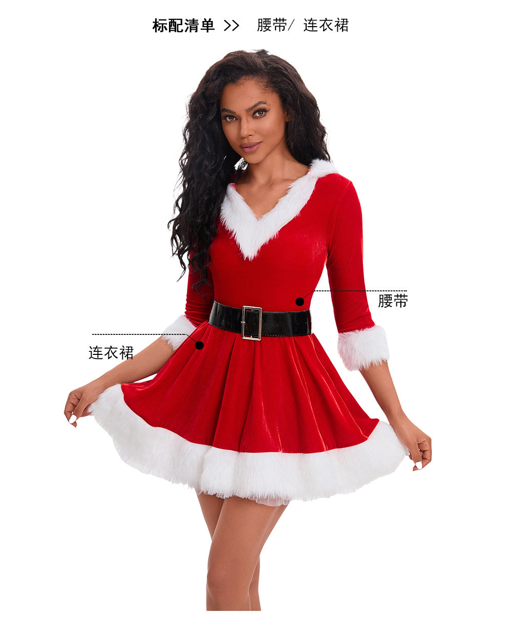 European and American Christmas clothing adult women's hooded Christmas skirt red and green dress performance clothing a generation of hair