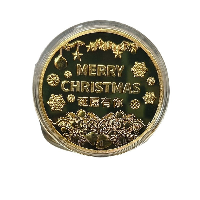 Christmas Eve Commemorative Coins Santa Claus Commemorative Coins Color Printing Commemorative Medals Europe and the United States Western Holiday Christmas Gifts