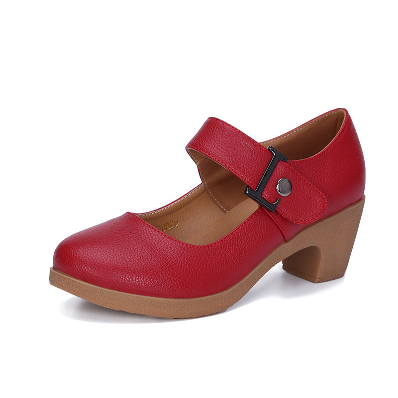 Factory direct sales dance shoes wholesale round head modern square dance shoes ladies mother shoes cross-border products 2025