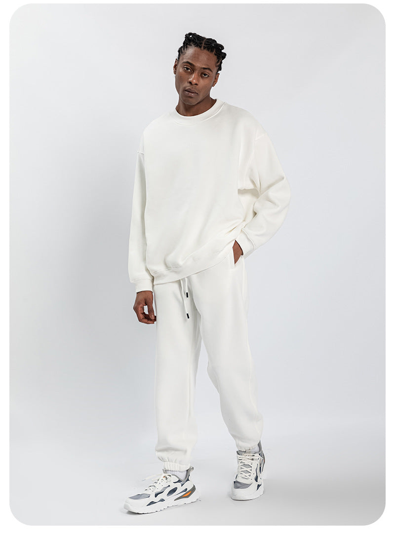Cai Xiang Island Men's Clothing | Autumn and Winter 350g Dopamine Fleece Oversized Loose Trendy Brand Men's Sweatshirt and Pants Set