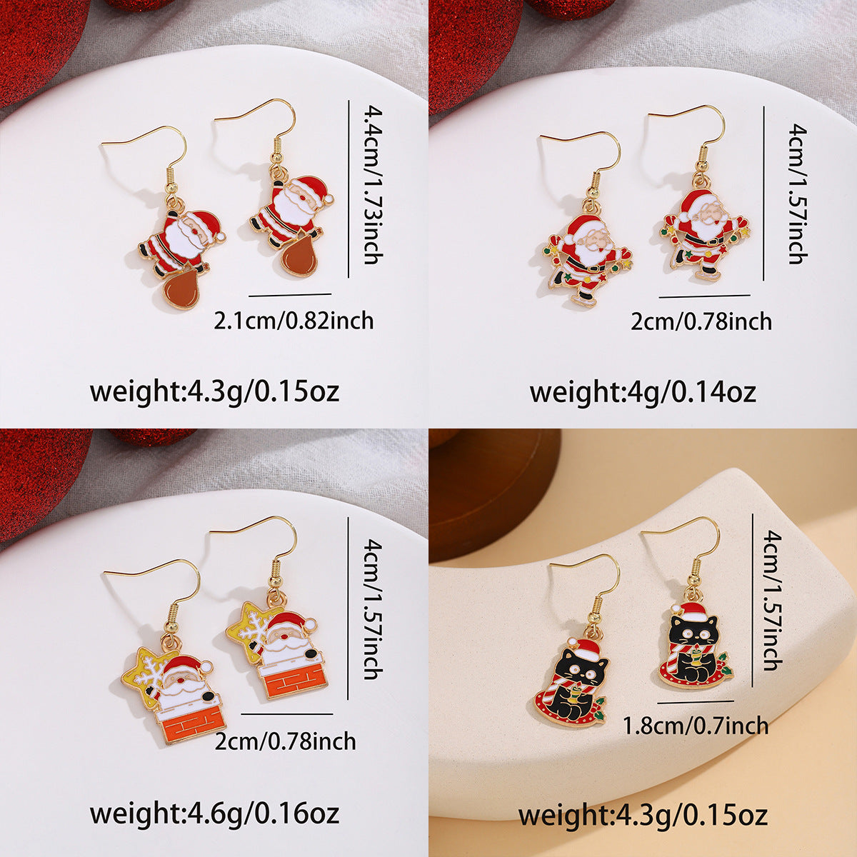 Cross-border personality Christmas series elk gingerbread earrings European and American cartoon oil Santa Claus earrings