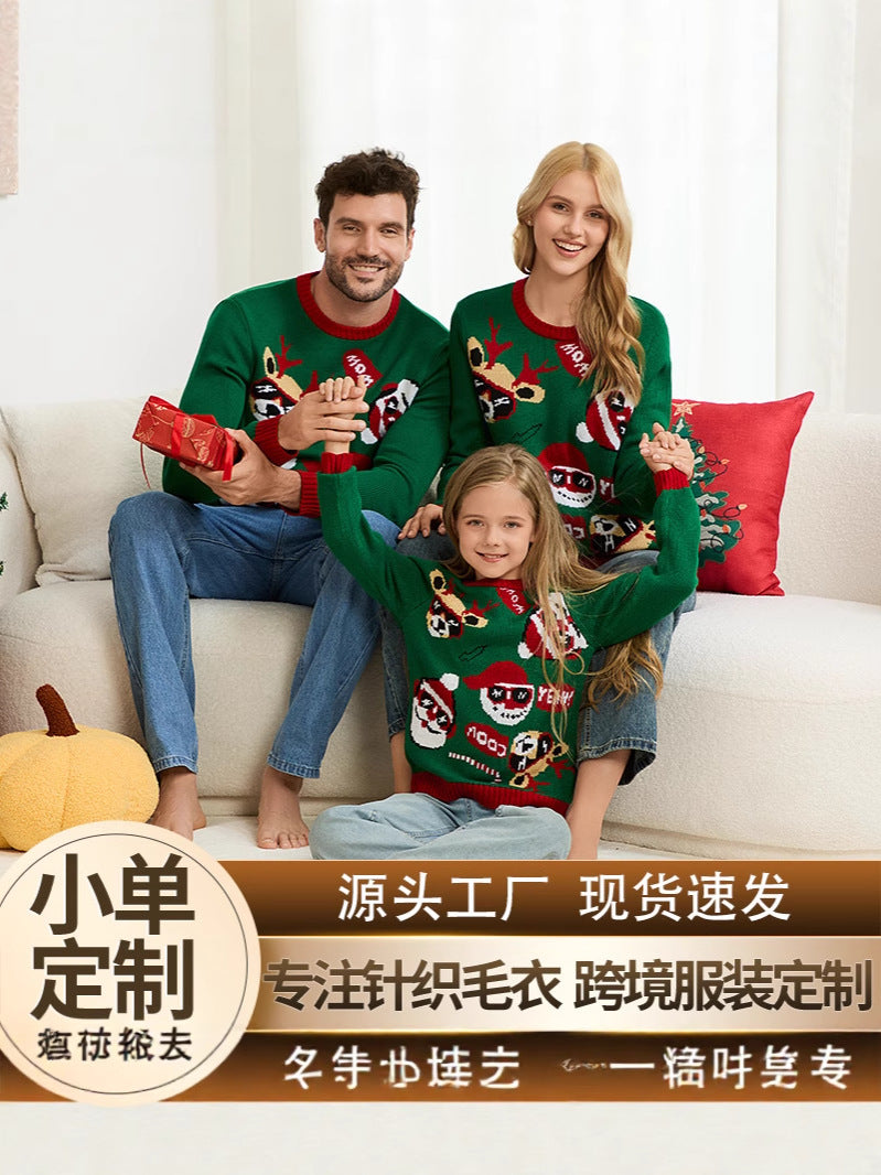 Amazon's New Christmas Sweater Parent-Child Suit European and American Style Christmas Family Knitted Sweater Ready for Sale