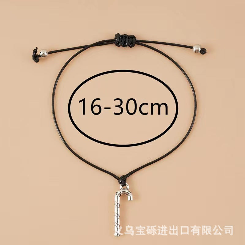 Cross-border exclusive bracelet European and American hot sale Christmas alloy Christmas series pendant adjustable hand-woven bracelet