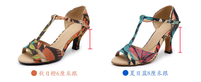 Professional Latin Dance Shoes High Heeled Dance Shoes Soft Sole Outdoor Dance Sandals Square Dance Shoes Performance