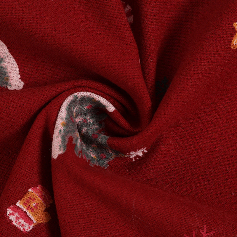 In-Stock Pure Cotton Water-Based Printing Fabric Plain Christmas Tree Floral Fabric Autumn and Winter Casual Pants Cotton Clothing Lining Fabric