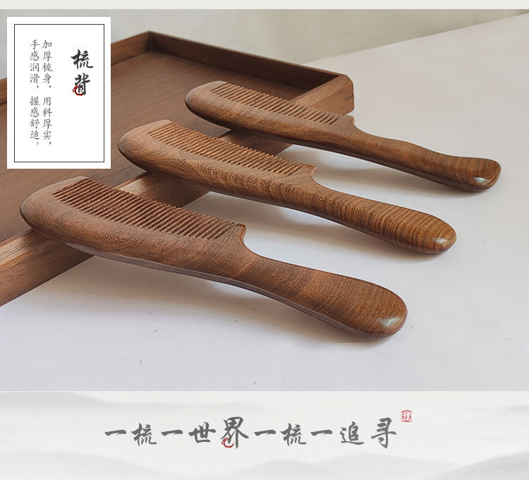 Sandalwood Comb for Meridian Scalp Massage, Anti-Static Hair Comb for Women, Medium-Tooth Volumizing Comb, Meridian Comb Gift Box