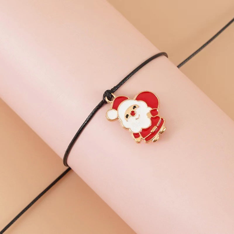 Cross-border exclusive bracelet European and American hot sale Christmas alloy Christmas series pendant adjustable hand-woven bracelet