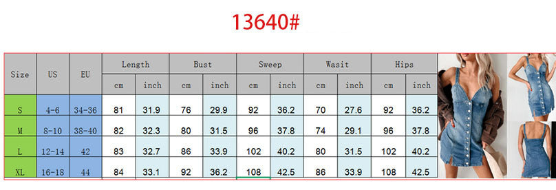 2025 Summer New European and American Cross-border Women's Buckle Decorations Long Denim Sling Fashion dress in stock
