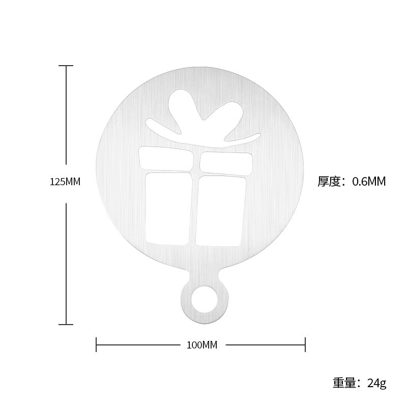 Factory Direct sales Christmas creative stainless steel coffee Garland piece mold portable coffee milk bubble spray flower printing template