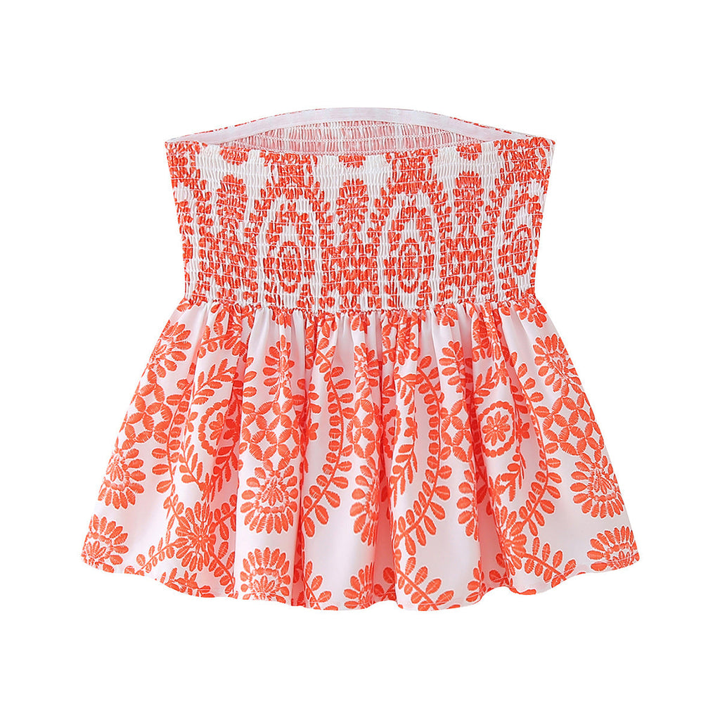 Printed Short Shirt Women's Elastic Waist Strapless Tube Top