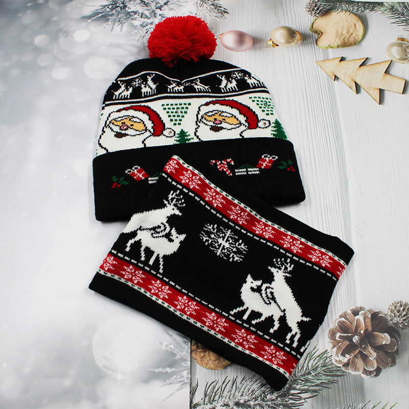 Korean Internet Celebrity Style Snowflake Christmas Hat, Warm and Cold-Proof Women's Knitted Hat with Pom-Pom, Ear-Protecting Yarn Hat, Light Luxury Style