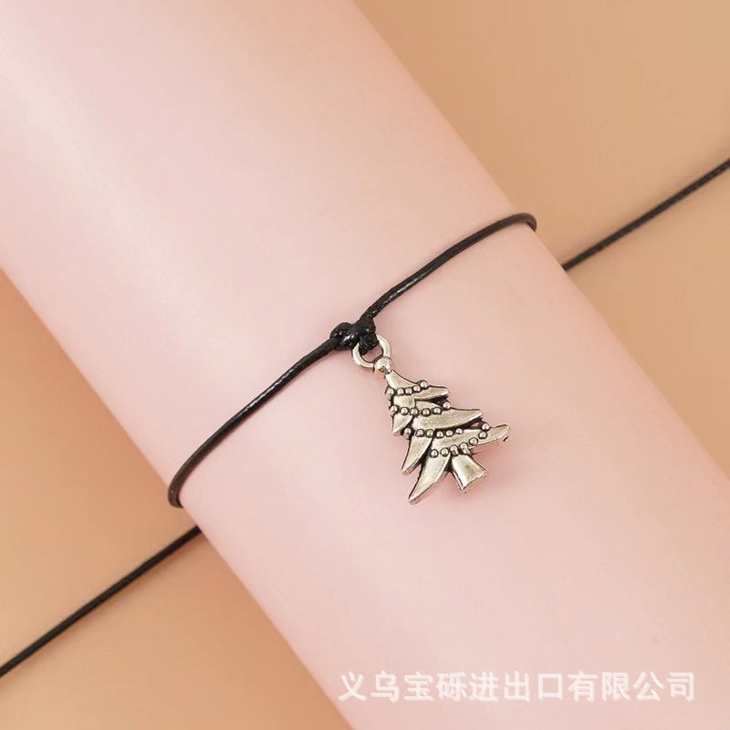 Cross-border exclusive bracelet European and American hot sale Christmas alloy Christmas series pendant adjustable hand-woven bracelet