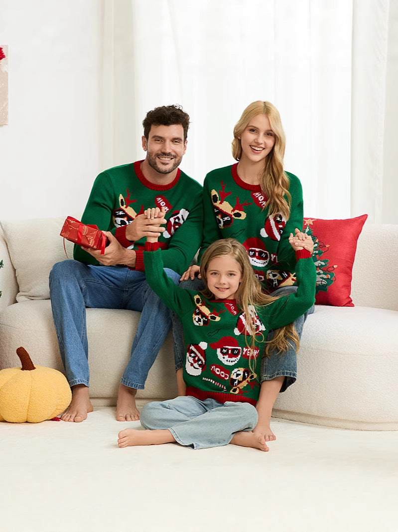 Amazon's New Christmas Sweater Parent-Child Suit European and American Style Christmas Family Knitted Sweater Ready for Sale