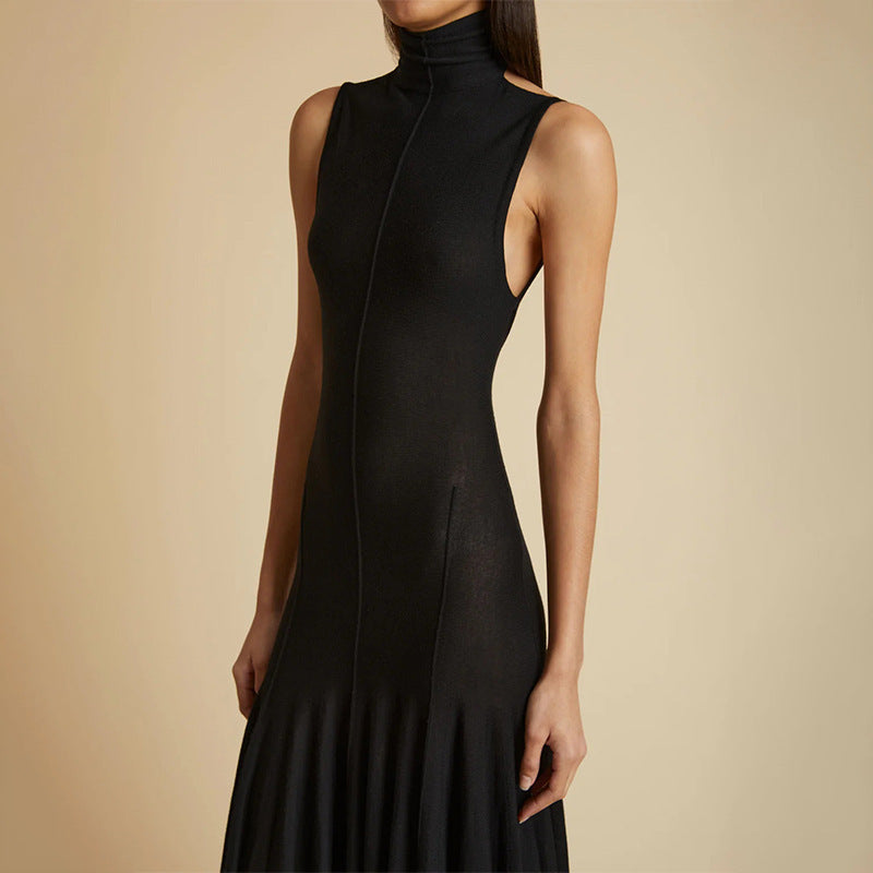 New Slim-fit Half Turtleneck Backless Dress Women