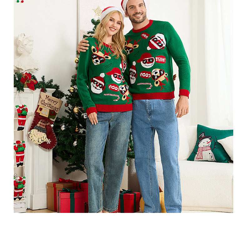 Amazon's New Christmas Sweater Parent-Child Suit European and American Style Christmas Family Knitted Sweater Ready for Sale
