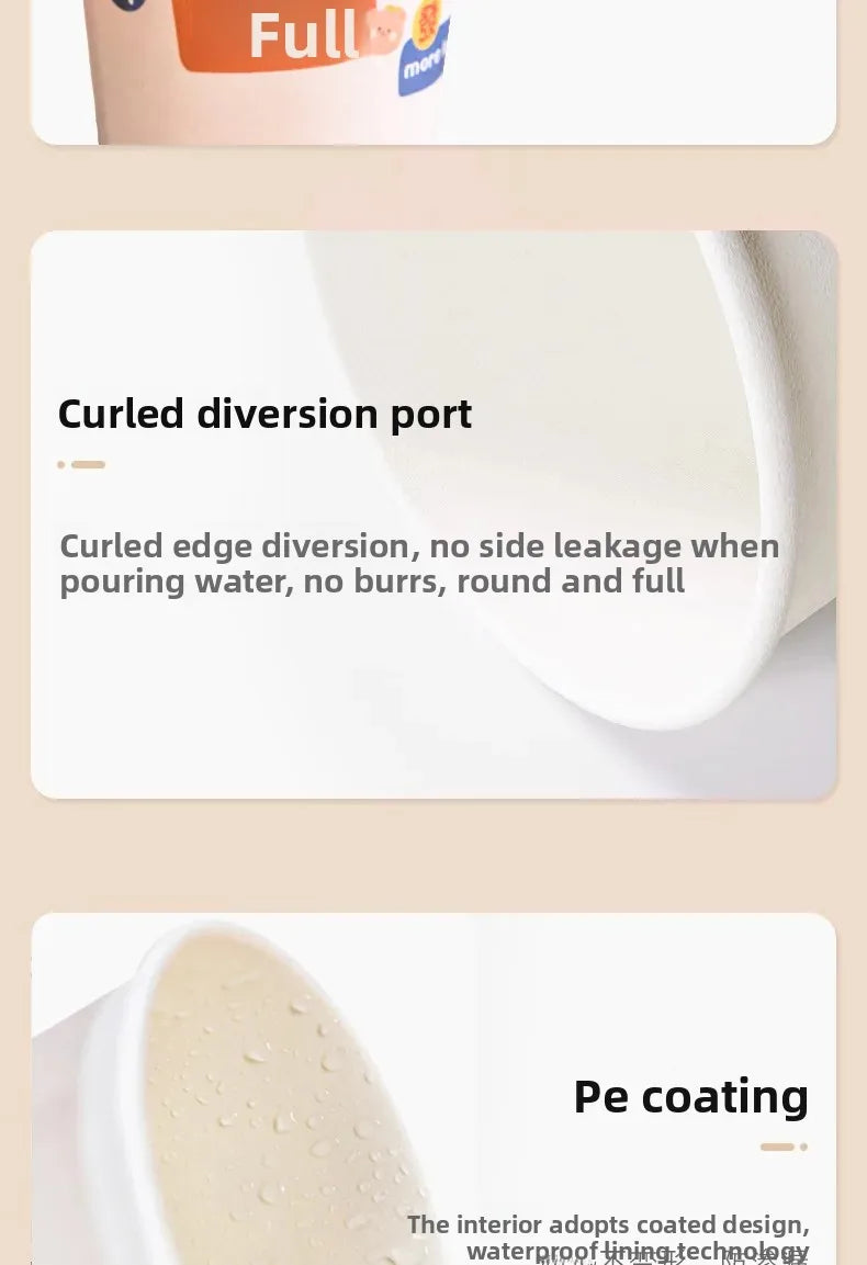 Cartoon Paper Cup Disposable Thickeneded Food Grade Household Hot and Cold Drink Coffee Cup Commercial Wholesale Hospitality Tea Cup