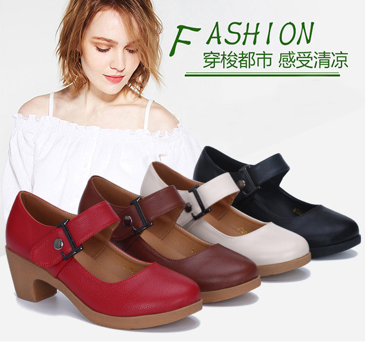 Factory direct sales dance shoes wholesale round head modern square dance shoes ladies mother shoes cross-border products 2025