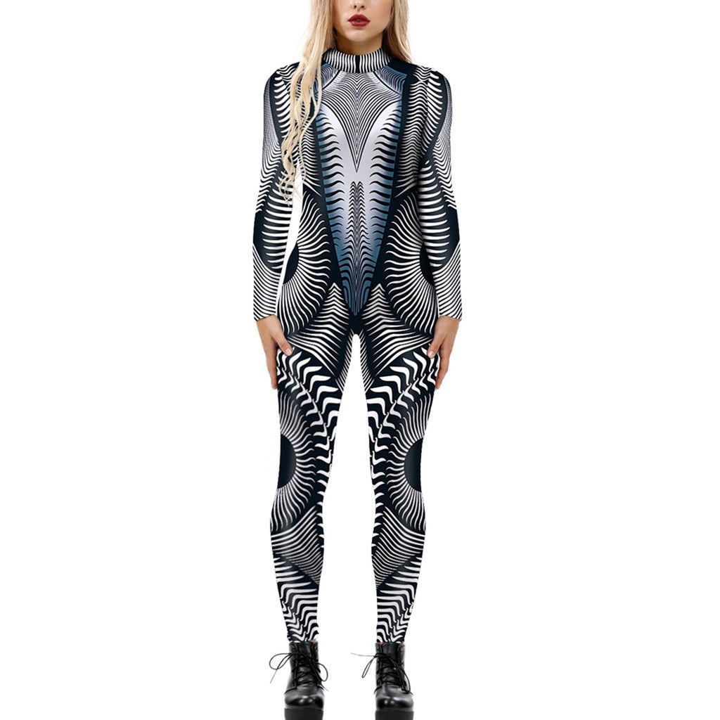 European and American New funny long-sleeved Halloween jumpsuit