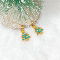 Justop European and American Christmas Ornaments Christmas Tree Earrings Santa Claus Earrings Oil Dripping Pendant Holiday Gifts