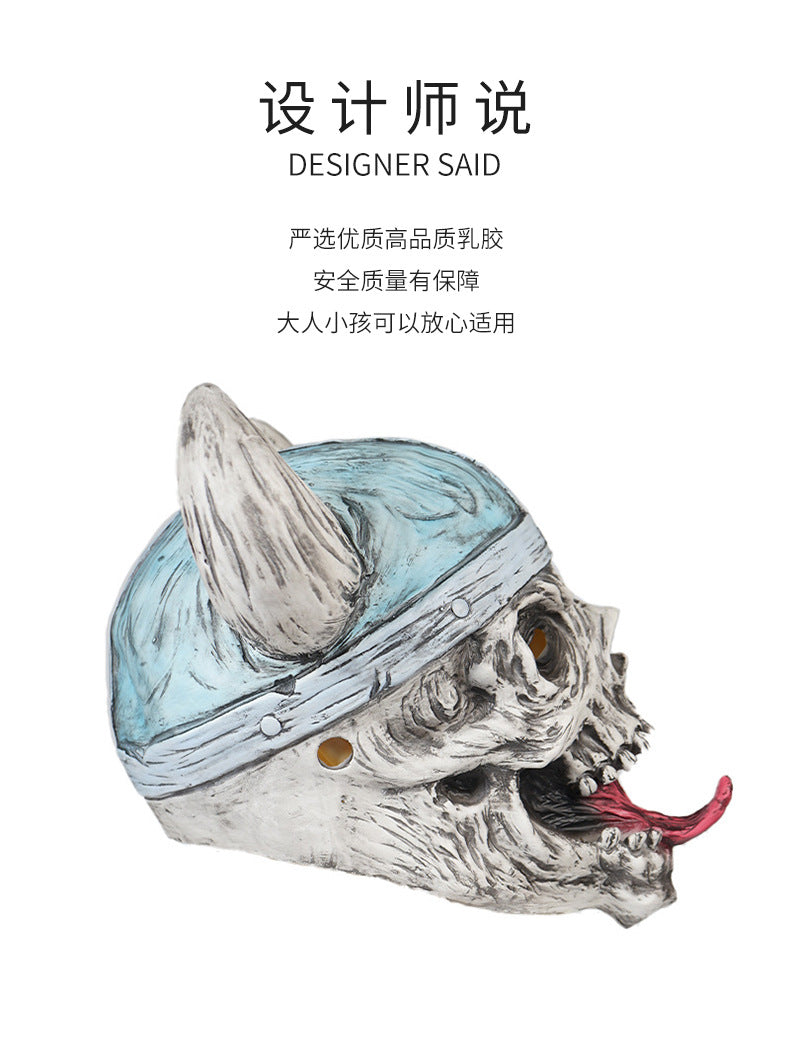 Halloween Ugly Latex Skull Set Mask New Viking Helmet Ghost Dress-up Ball Decorative Props