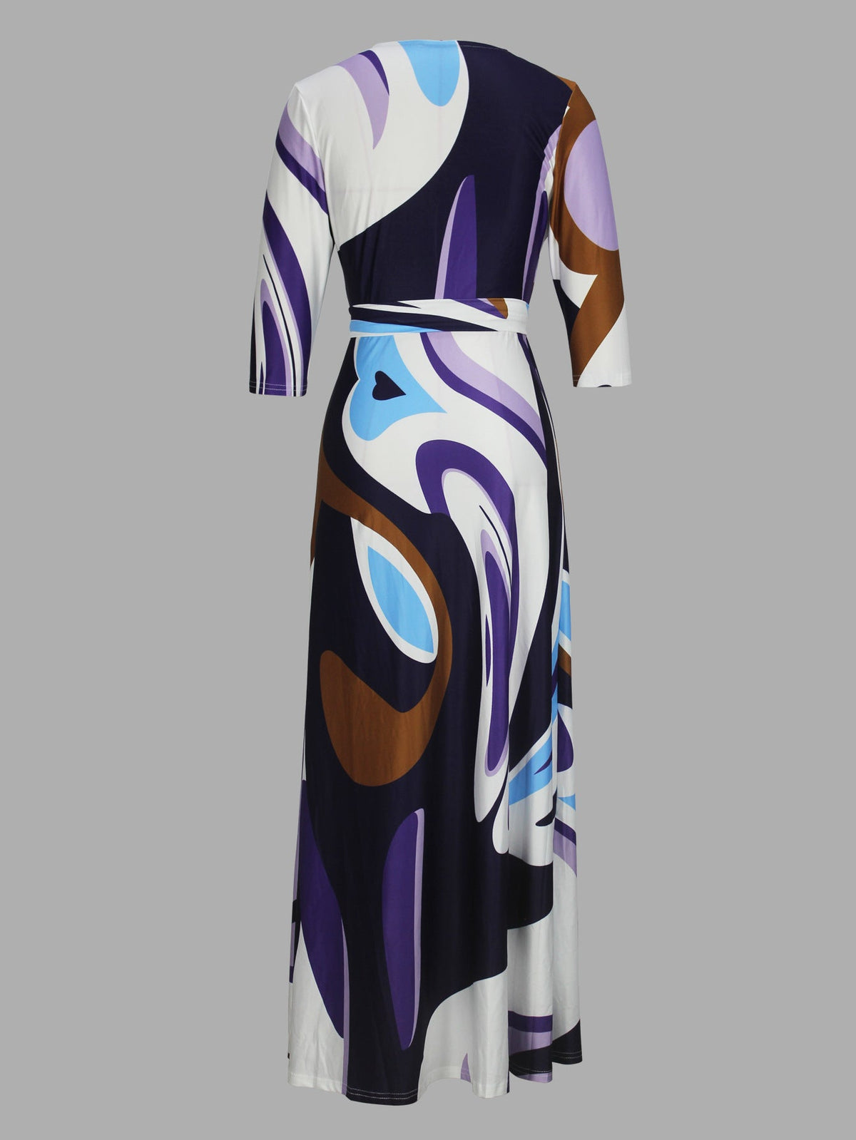 Cross-border Amazon Europe and the United States for Spring, Summer and Autumn Women's Fashion Elegant V-neck Middle Sleeve Casual Long dress
