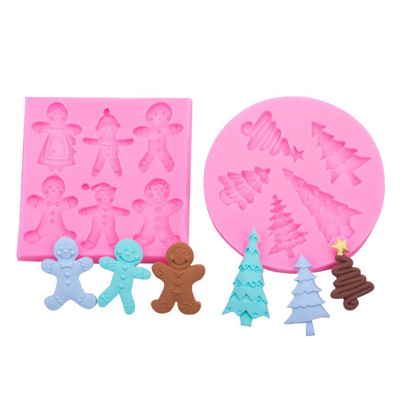 Christmas Theme Silicone Mold Snowflake Christmas Tree Snowman Gingerbread Man Creative Baking Decoration Liquid Silicone Mold