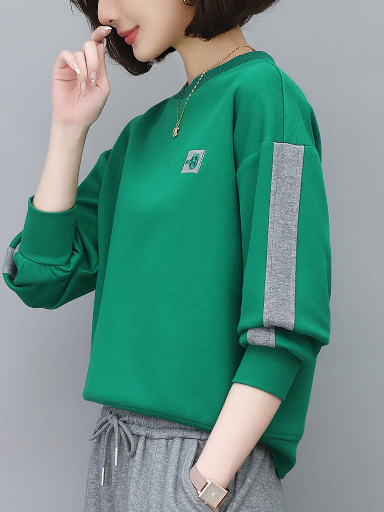 Round Neck Sweatshirt for Women 2024 Spring Small Hooded Sports Middle-Aged Mother Spring & Fall Tops Casual and Versatile