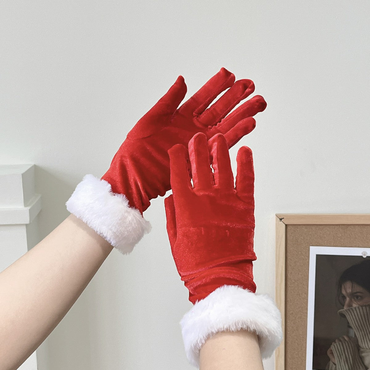 Christmas Party Gloves Bride Short Style Wedding Prom Performance Costume Red Thickened Christmas Gloves