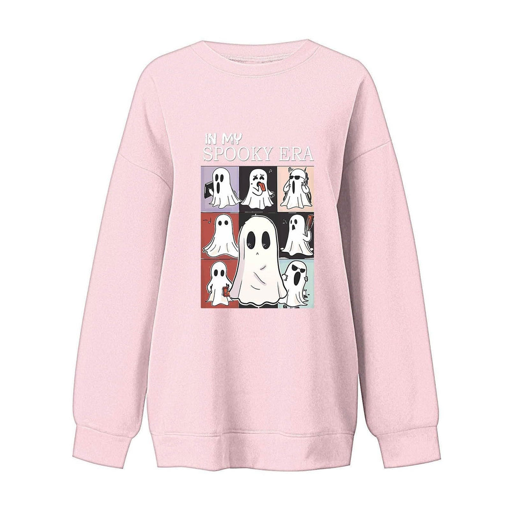 Women Sweatshirtss Halloween Cute Ghost Pattern Long Sleeve Sweater Horror Fall Pullover Tops