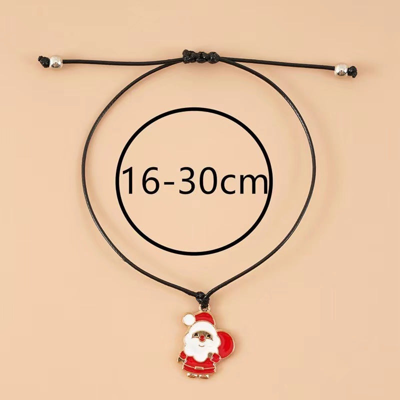 Cross-border exclusive bracelet European and American hot sale Christmas alloy Christmas series pendant adjustable hand-woven bracelet