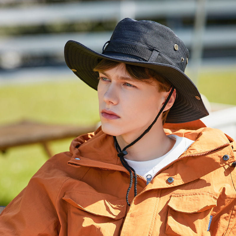 All-Match Western Denim Hat Men's and Women's Outdoor Mountaineering Summer Sun Hat Fishing Sunscreen Fisherman Hat Camping Breathable
