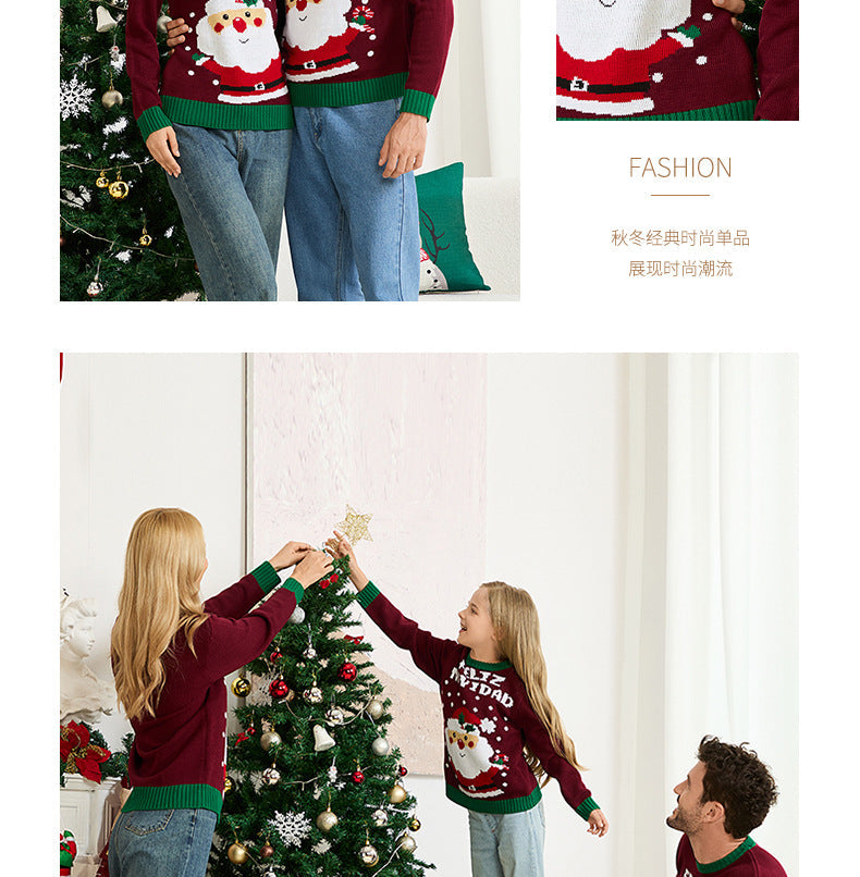 2025 New Cross-Border Hot-Selling Parent-Child Family Wear Christmas Sweater Knitwear Holiday Family Party Christmas Sweater