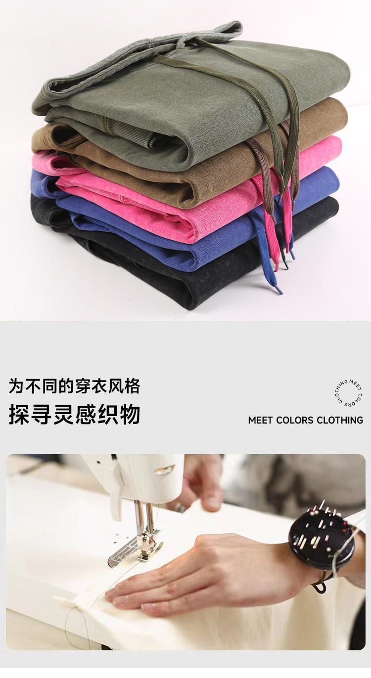 Trendy Brand Heavyweight Pure Cotton Terry 400g Washed Distressed Crew Neck Sweatshirt Hoodie Retro Sweatshirt with Printed Logo