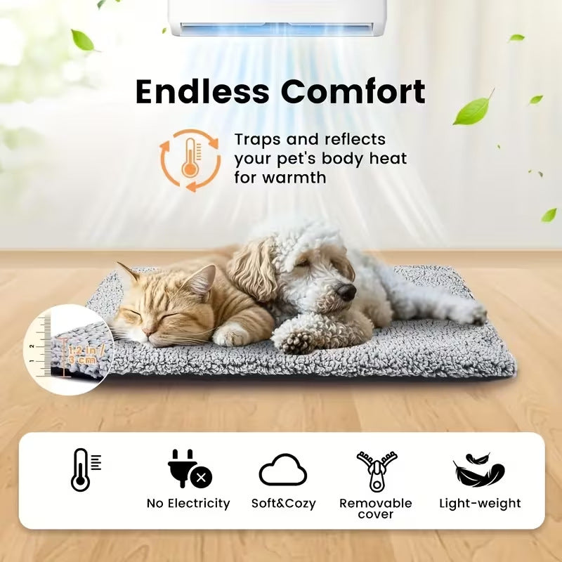 Super soft self-warming cat and dog bed, warm dog crate sleeping pad, washable non-slip pet nest mat