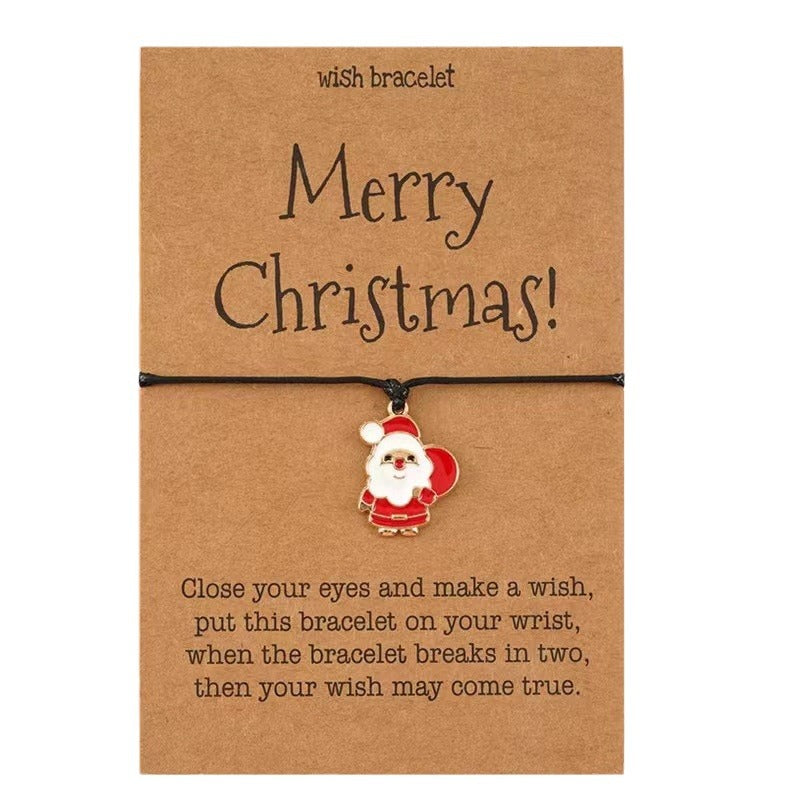 Cross-border exclusive bracelet European and American hot sale Christmas alloy Christmas series pendant adjustable hand-woven bracelet