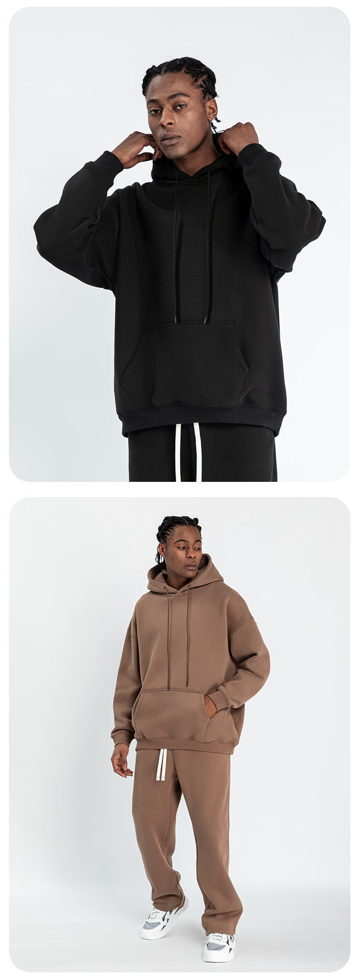 Cai Xiang Island Men's Clothing | Autumn and Winter Cross-Border American-Style Fleece Hoodie Men's Street Fashion Hooded Sweatshirt with Drawstring