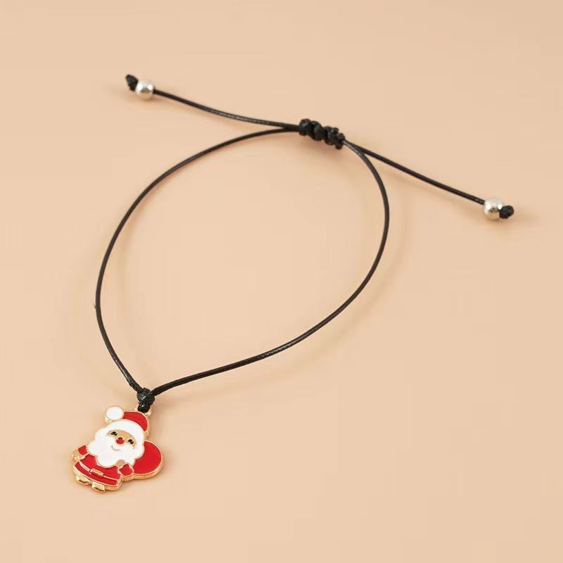 Cross-border exclusive bracelet European and American hot sale Christmas alloy Christmas series pendant adjustable hand-woven bracelet