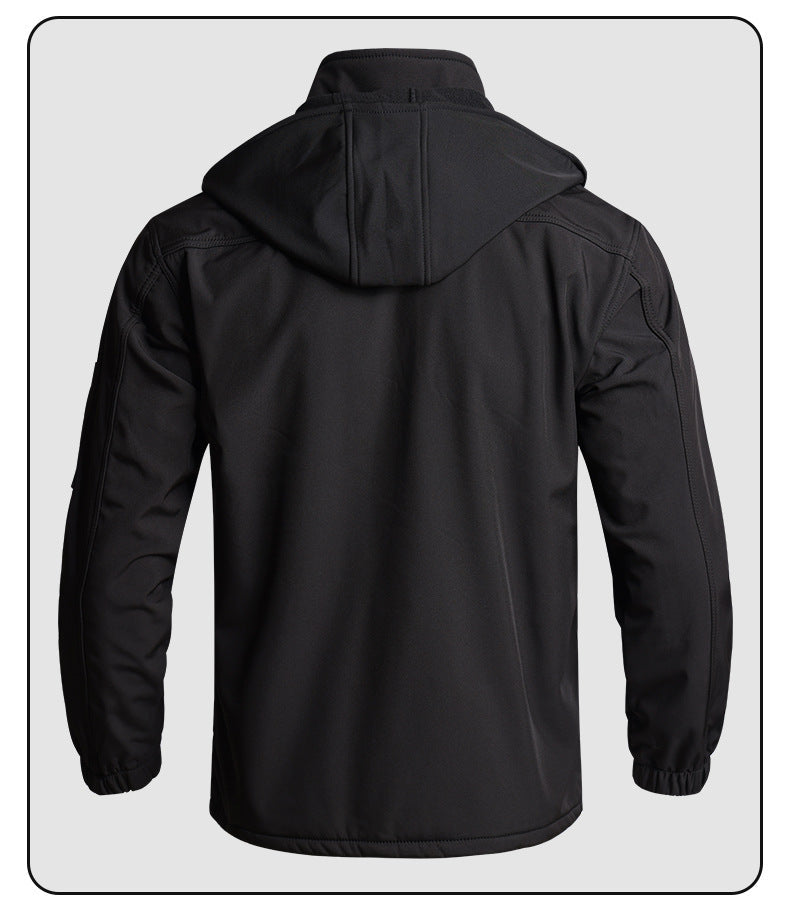 Men's Autumn and Winter Fleece-Lined Thickened Softshell Tactical Outdoor Sports Workwear Suit, Waterproof and Windproof