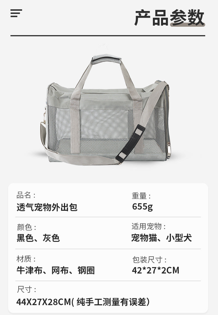 Cross-Border Pet Carrier Bag, Portable Small Dog Carrier, Pet Tote Bag, Mesh Breathable Large Capacity Cross-Body Cat Bag