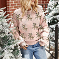 Cross-border European and American Women's Deer Jacquard Red Christmas Sweater Lazy Loose Cute Long Sleeve Pullover Knitted Sweater