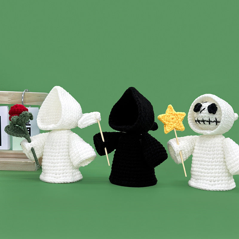 Cross-Border Amazon Handmade Knitted Doll Halloween Gift Ghost Little Devil Grim Reaper Emotional Plush Toy Wholesale