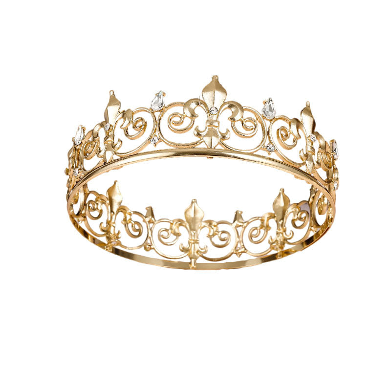 Halloween Stage Opera Performance Unisex Men Golden King Crown Headwear Adult Birthday Crown