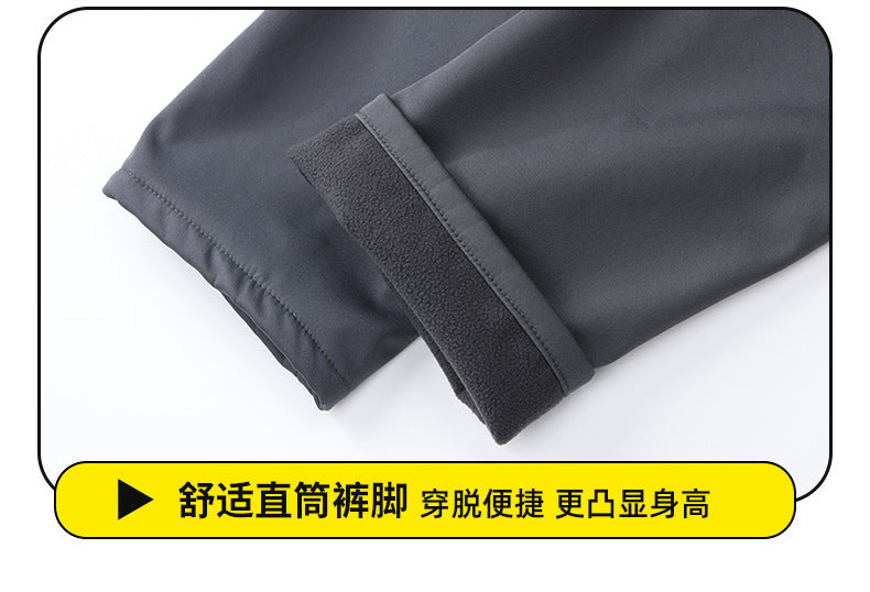 Men's Autumn and Winter Fleece-Lined Thickened Softshell Tactical Outdoor Sports Workwear Suit, Waterproof and Windproof