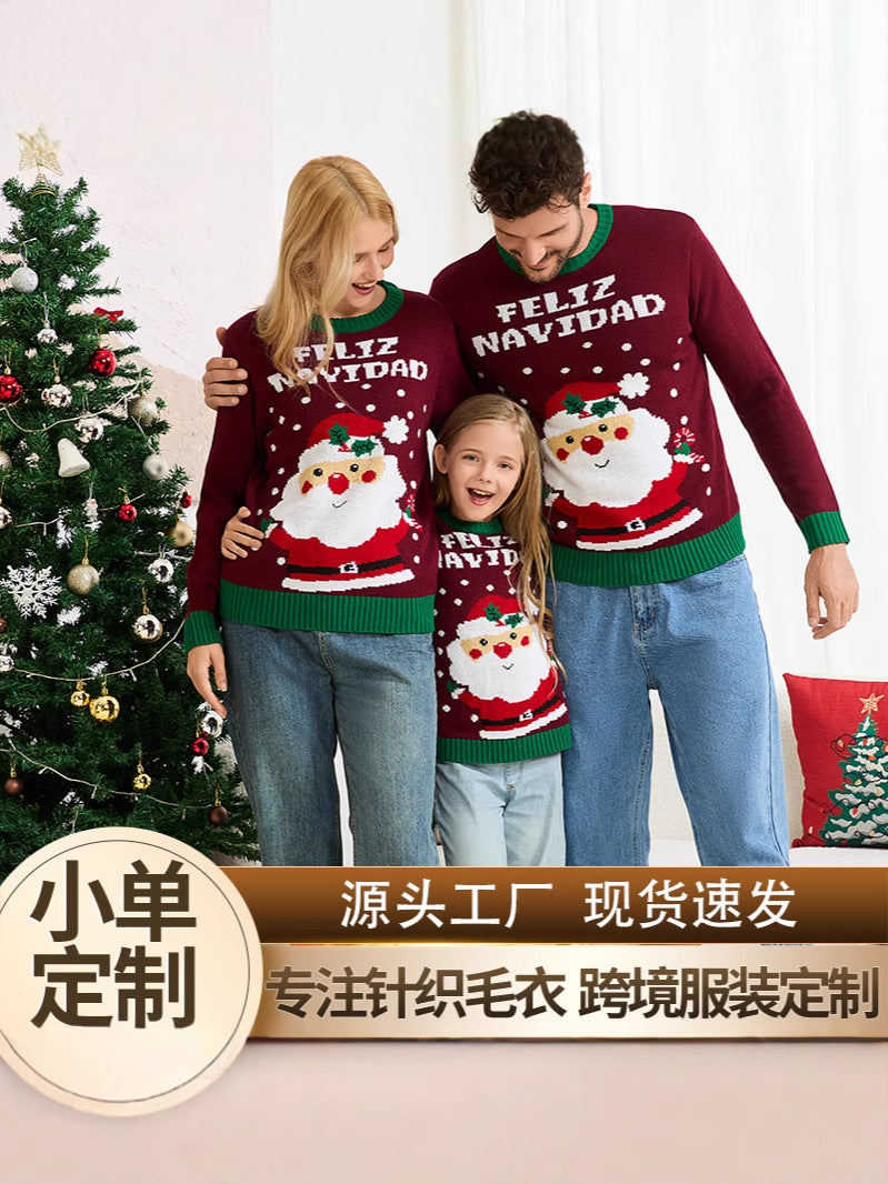 2025 New Cross-Border Hot-Selling Parent-Child Family Wear Christmas Sweater Knitwear Holiday Family Party Christmas Sweater