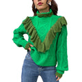 Amazon 2023 new Christmas half turtleneck sweater women's autumn and winter ruffled twisted pullover sweater women
