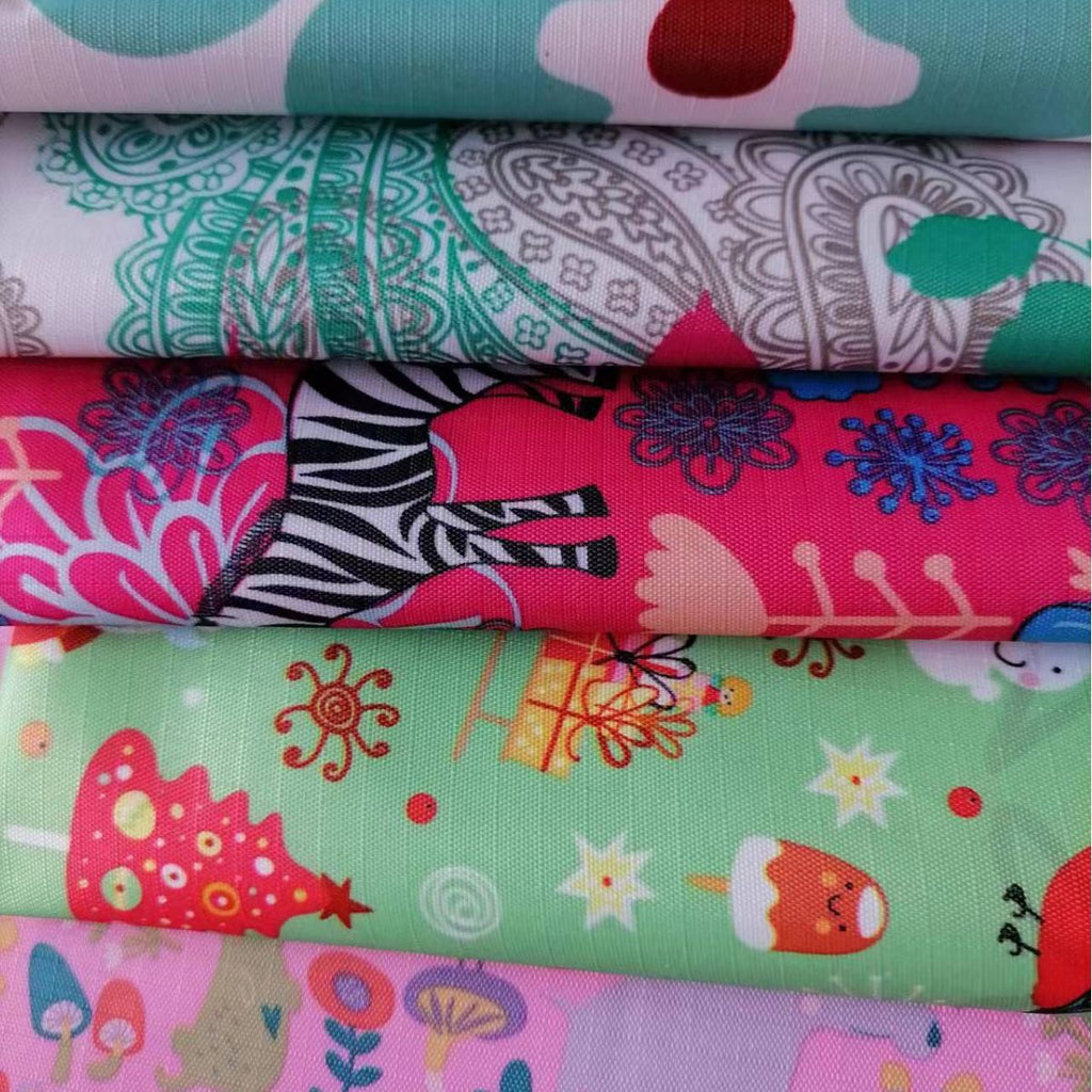 210 Five-Point Pvc Printed Oxford Cloth Christmas Fabric Christmas Tree Packaging Bag Polyester Fabric Christmas Decoration